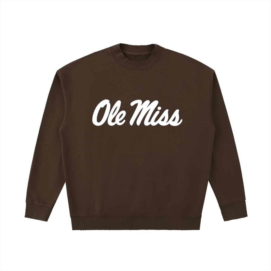 Ole Miss Drop Shoulder Crewneck Sweatshirt - Espresso Brown